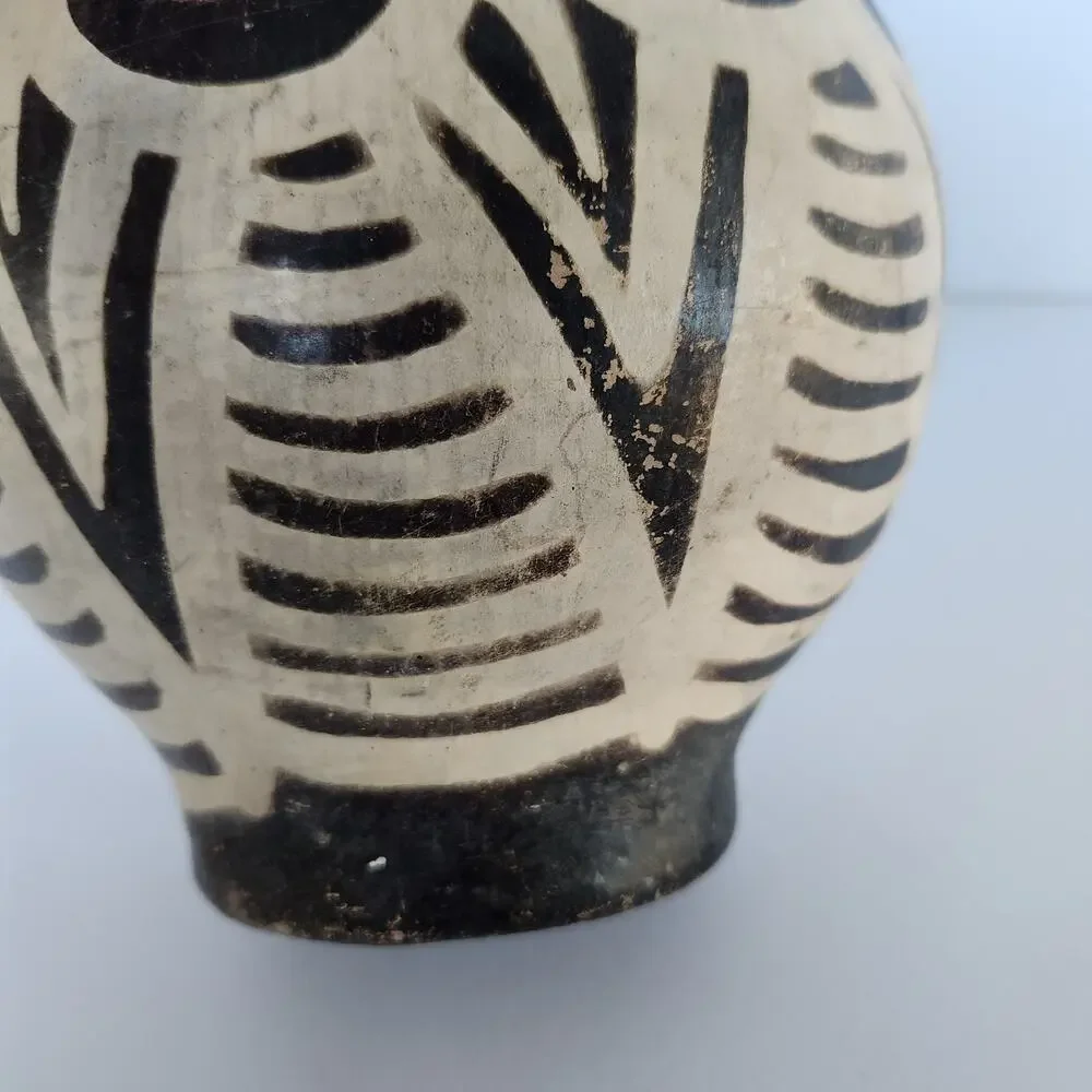 Lenca Honduras Indigenous Tribal Folk Art Clay Pottery Vase Blackware Geometric